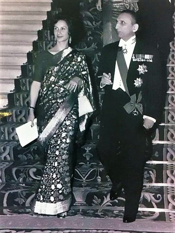Lt Gen Sahabzada Yaqub Khan & Tuba Begum Khaleeli at Élysée Palace, SYAK of his years as Pakistan's Ambassador to France. (The Élysée Palace is the official residence of the President of the French Republic since 1848