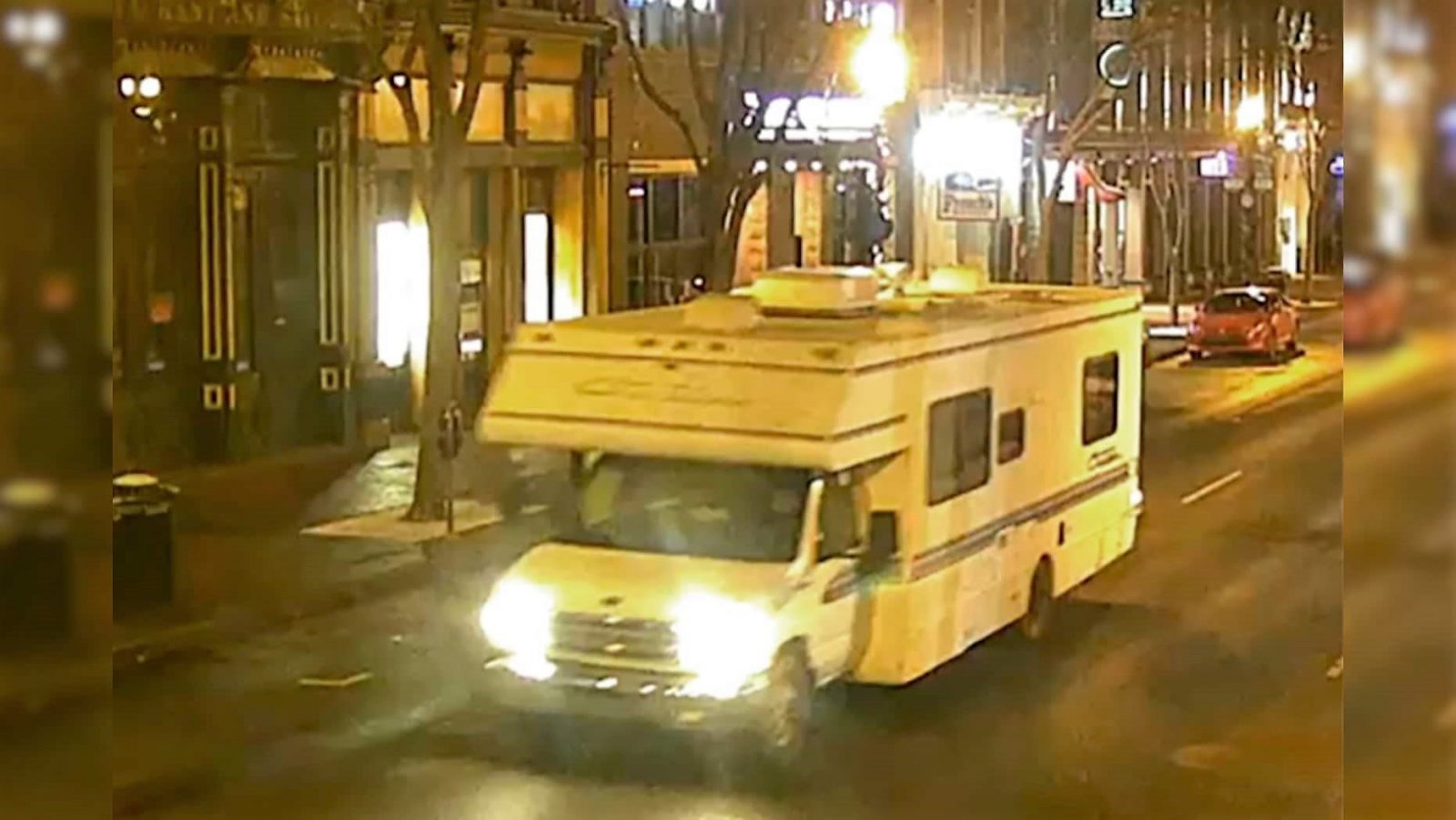 Surveillance footage showing the RV involved in the explosion